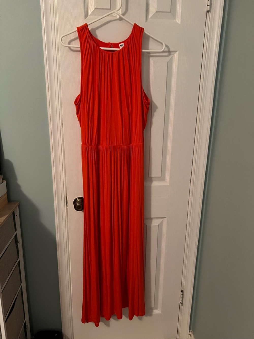 Sleeveless Red-Orange  Maxi Dress